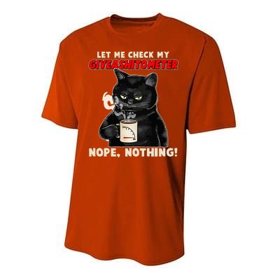 Funny Cat Let Me Check My GiveAShitOMeter Nope Nothing Performance Sprint T-Shirt