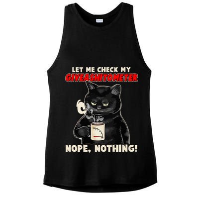 Funny Cat Let Me Check My GiveAShitOMeter Nope Nothing Ladies PosiCharge Tri-Blend Wicking Tank