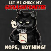 Funny Cat Let Me Check My GiveAShitOMeter Nope Nothing 7 Panel Mesh Trucker Snapback Hat