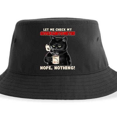 Funny Cat Let Me Check My GiveAShitOMeter Nope Nothing Sustainable Bucket Hat