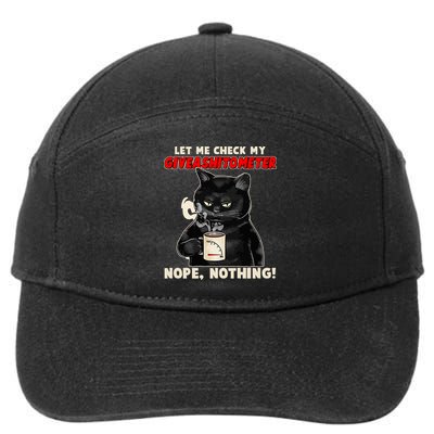 Funny Cat Let Me Check My GiveAShitOMeter Nope Nothing 7-Panel Snapback Hat