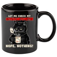 Funny Cat Let Me Check My GiveAShitOMeter Nope Nothing 11oz C Handle Ceramic Mug