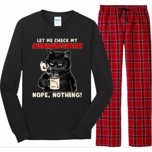 Funny Cat Let Me Check My GiveAShitOMeter Nope Nothing Long Sleeve Pajama Set