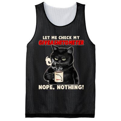 Funny Cat Let Me Check My GiveAShitOMeter Nope Nothing Mesh Reversible Basketball Jersey Tank