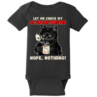 Funny Cat Let Me Check My GiveAShitOMeter Nope Nothing Baby Bodysuit