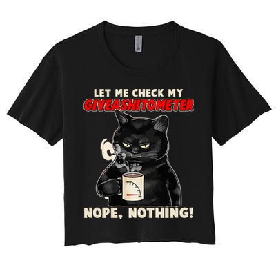 Funny Cat Let Me Check My GiveAShitOMeter Nope Nothing Crop Top