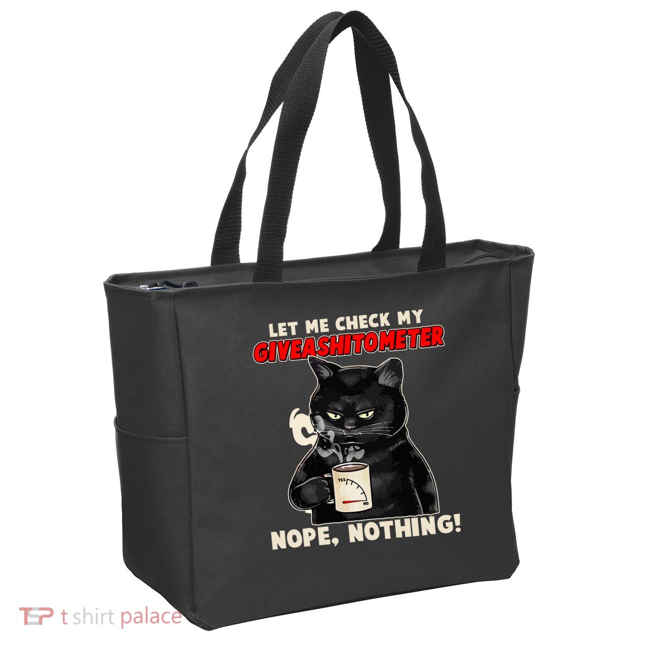 Funny Cat Let Me Check My GiveAShitOMeter Nope Nothing Zip Tote Bag