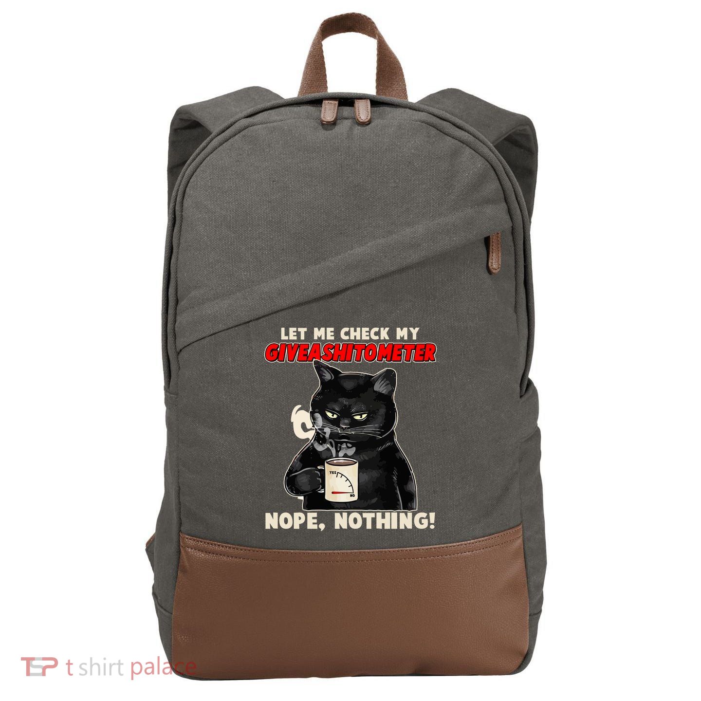 Funny Cat Let Me Check My GiveAShitOMeter Nope Nothing Cotton Canvas Backpack