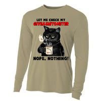 Funny Cat Let Me Check My GiveAShitOMeter Nope Nothing Cooling Performance Long Sleeve Crew