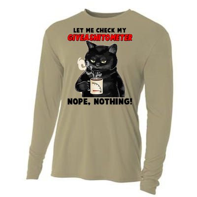 Funny Cat Let Me Check My GiveAShitOMeter Nope Nothing Cooling Performance Long Sleeve Crew