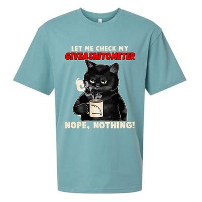 Funny Cat Let Me Check My GiveAShitOMeter Nope Nothing Sueded Cloud Jersey T-Shirt