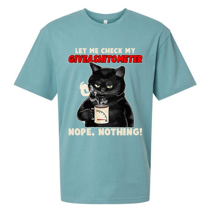 Funny Cat Let Me Check My GiveAShitOMeter Nope Nothing Sueded Cloud Jersey T-Shirt