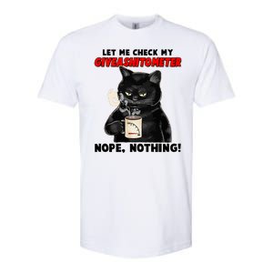 Funny Cat Let Me Check My GiveAShitOMeter Nope Nothing Softstyle CVC T-Shirt