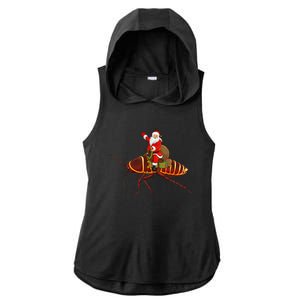 Funny Cockroach Lover Santa Riding Cockroach Christmas Ladies PosiCharge Tri-Blend Wicking Draft Hoodie Tank