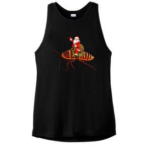 Funny Cockroach Lover Santa Riding Cockroach Christmas Ladies PosiCharge Tri-Blend Wicking Tank