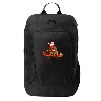 Funny Cockroach Lover Santa Riding Cockroach Christmas City Backpack