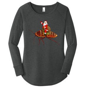 Funny Cockroach Lover Santa Riding Cockroach Christmas Women's Perfect Tri Tunic Long Sleeve Shirt