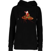 Funny Cockroach Lover Santa Riding Cockroach Christmas Womens Funnel Neck Pullover Hood