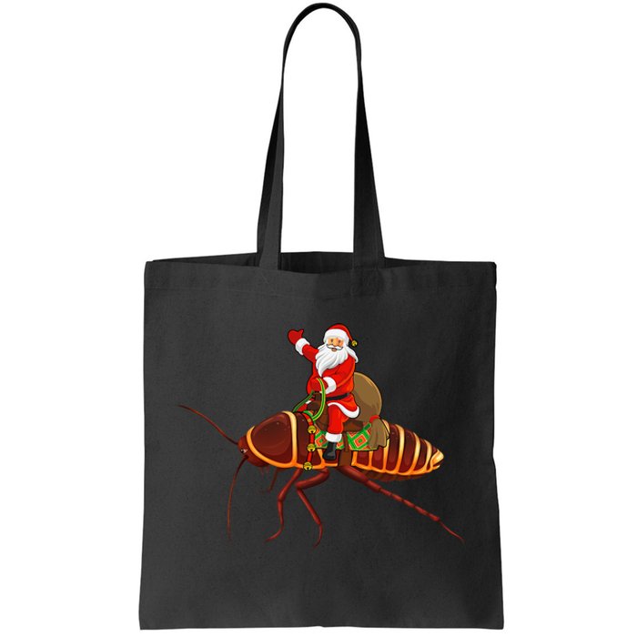 Funny Cockroach Lover Santa Riding Cockroach Christmas Tote Bag