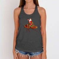 Funny Cockroach Lover Santa Riding Cockroach Christmas Women's Knotted Racerback Tank