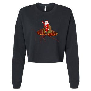 Funny Cockroach Lover Santa Riding Cockroach Christmas Cropped Pullover Crew