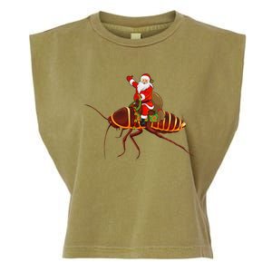 Funny Cockroach Lover Santa Riding Cockroach Christmas Garment-Dyed Women's Muscle Tee