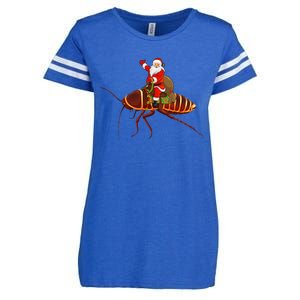 Funny Cockroach Lover Santa Riding Cockroach Christmas Enza Ladies Jersey Football T-Shirt