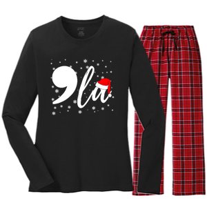 Funny Comma La Kamala Harris 2024 Christmas Gift Women's Long Sleeve Flannel Pajama Set 