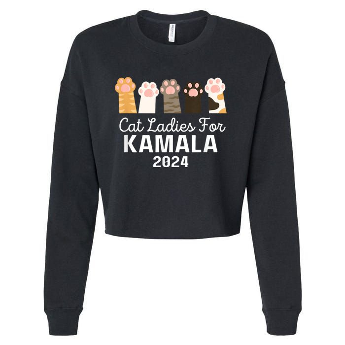 Funny Cat Ladies For Kamala Childless Cat Ladies 2024 Cropped Pullover Crew