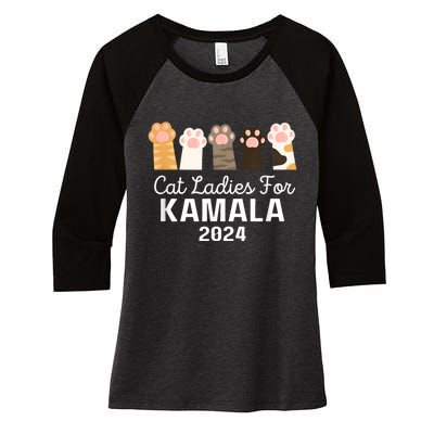 Funny Cat Ladies For Kamala Childless Cat Ladies 2024 Women's Tri-Blend 3/4-Sleeve Raglan Shirt