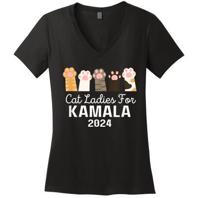 Funny Cat Ladies For Kamala Childless Cat Ladies 2024 Women's V-Neck T-Shirt