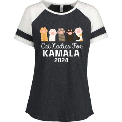 Funny Cat Ladies For Kamala Childless Cat Ladies 2024 Enza Ladies Jersey Colorblock Tee