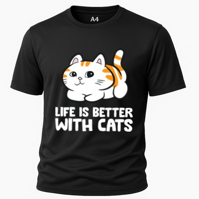 Funny Cat Lover Cute Kittens Life Is Better With Cats Performance Shirt