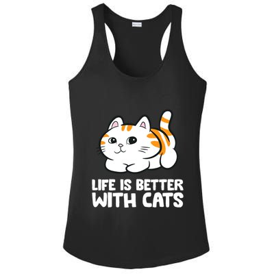 Funny Cat Lover Cute Kittens Life Is Better With Cats Ladies PosiCharge Competitor Racerback Tank