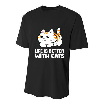 Funny Cat Lover Cute Kittens Life Is Better With Cats Youth Performance Sprint T-Shirt