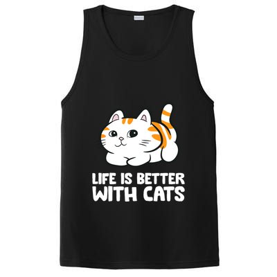 Funny Cat Lover Cute Kittens Life Is Better With Cats PosiCharge Competitor Tank