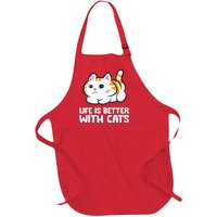 Funny Cat Lover Cute Kittens Life Is Better With Cats Full-Length Apron With Pockets