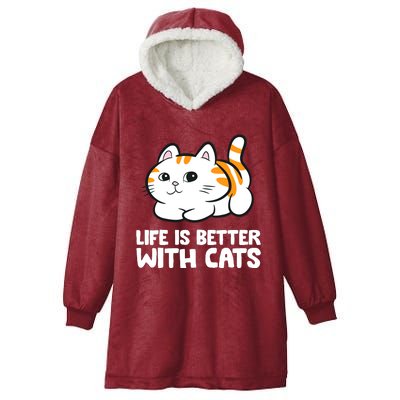 Funny Cat Lover Cute Kittens Life Is Better With Cats Hooded Wearable Blanket