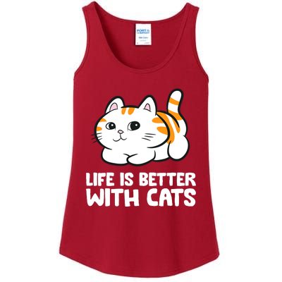 Funny Cat Lover Cute Kittens Life Is Better With Cats Ladies Essential Tank