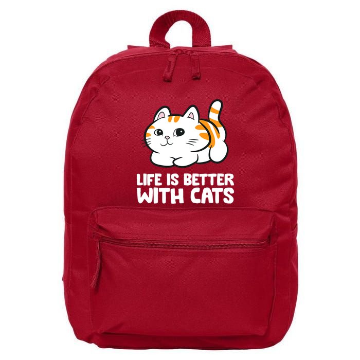 Funny Cat Lover Cute Kittens Life Is Better With Cats 16 in Basic Backpack