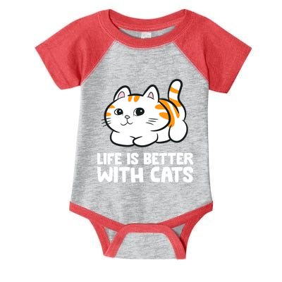 Funny Cat Lover Cute Kittens Life Is Better With Cats Infant Baby Jersey Bodysuit
