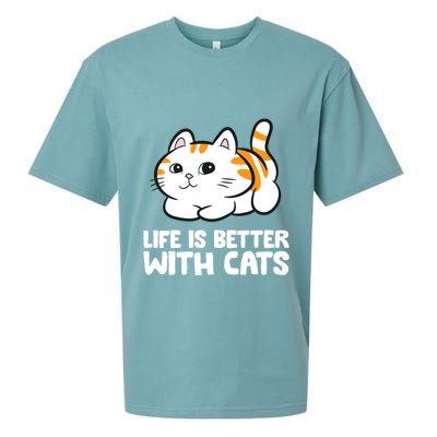 Funny Cat Lover Cute Kittens Life Is Better With Cats Sueded Cloud Jersey T-Shirt