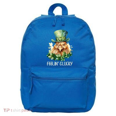 Feelin Clucky Lucky Shamrock Chicken St PatrickS Day Meaningful Gift 16 in Basic Backpack