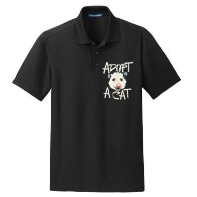 Funny Cat Lover Adopt A Cat Possum T Dry Zone Grid Polo