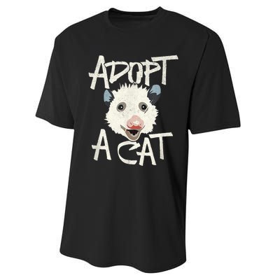 Funny Cat Lover Adopt A Cat Possum T Performance Sprint T-Shirt