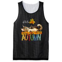 Funny Cat Leaf Fall Hello Autumn Cute Kitten Cat Lovers Mesh Reversible Basketball Jersey Tank