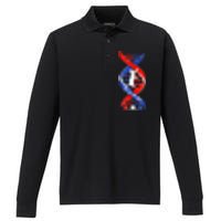 Funny Cat Lover T  Cat It In My Dna Performance Long Sleeve Polo