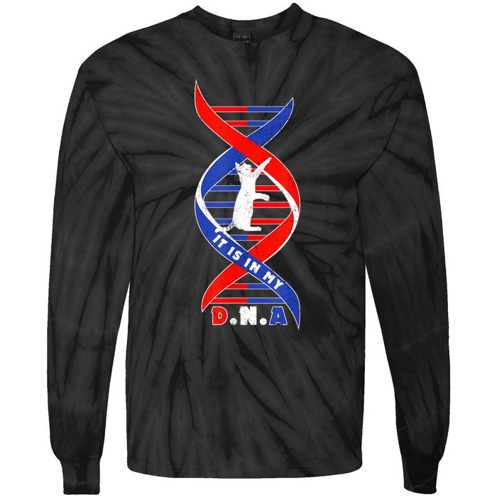 Funny Cat Lover T  Cat It In My Dna Tie-Dye Long Sleeve Shirt