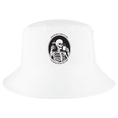 Funny Coffee Lovers Skeleton Coffee Drinker Iced Or Hot Cool Comfort Performance Bucket Hat