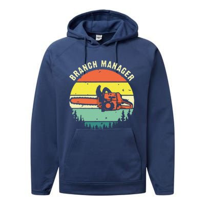 Funny Cool Lumberjack Art Arborist Logger Branch Manager Performance Fleece Hoodie